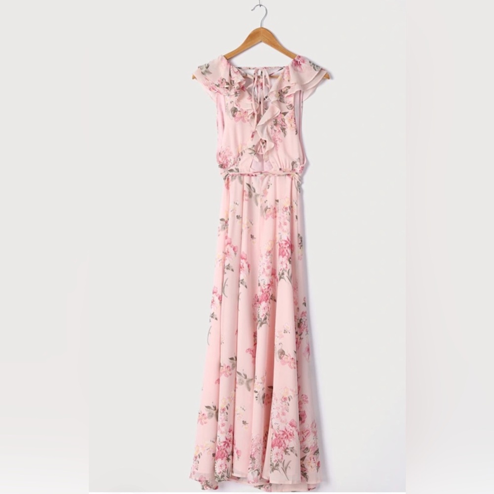 Lulu's Blush Floral Maxi Dress